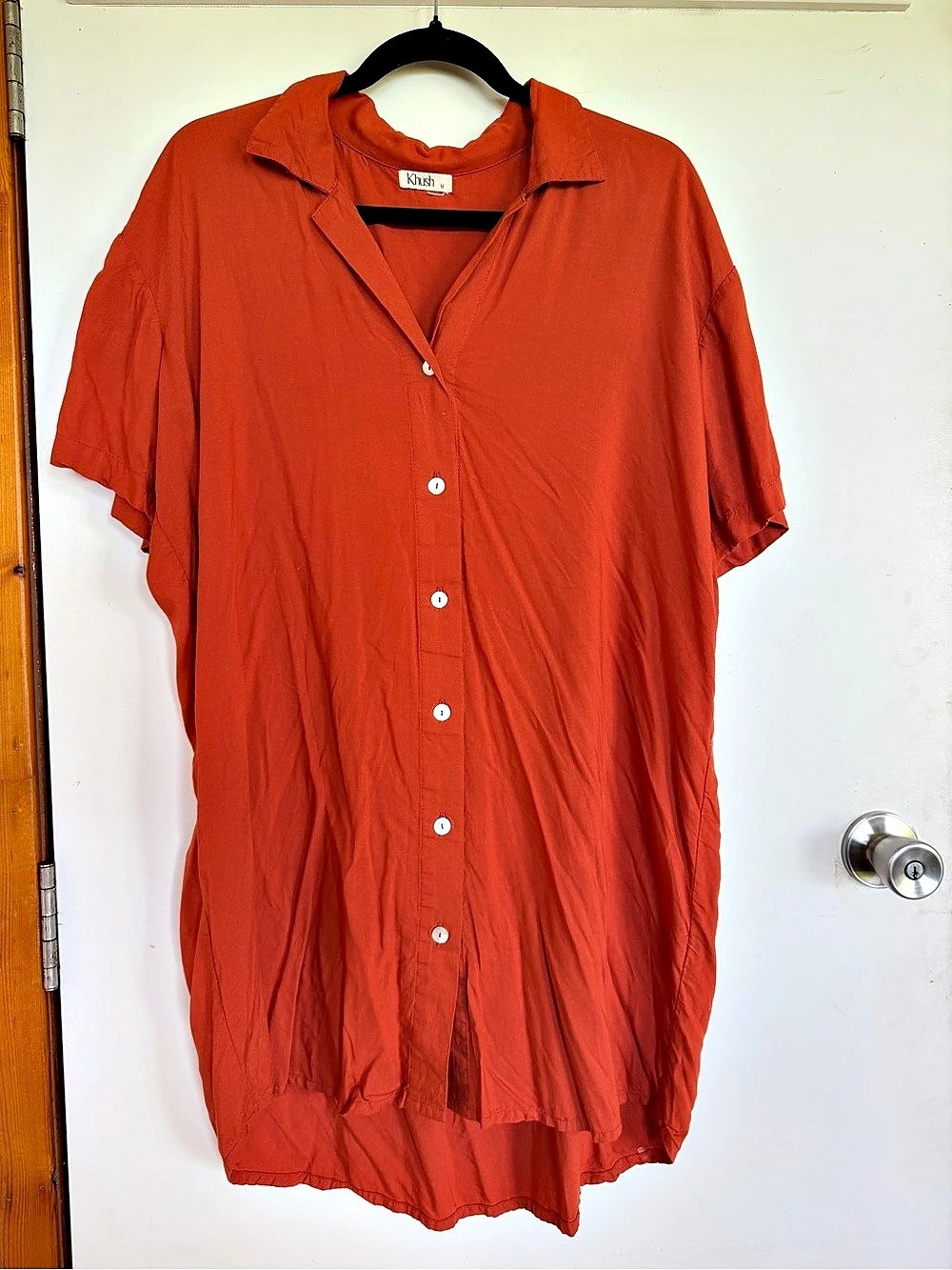 Knush Orange Shirt Dress Size Medium Like New